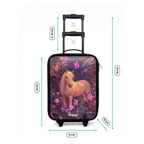 Paard - Bloemen - Paars - Vlinder Kinderkoffer - Zwart klein -productfoto_formaten