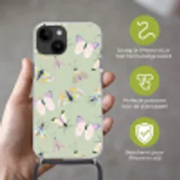 Vlinders - Insecten - Groen - Kleurrijk Crossbody Case iPhone 14 middel -sfeer5