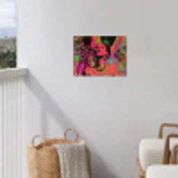 Vrouw - Microfoon - Neon tuinposter los doek klein -sfeer8