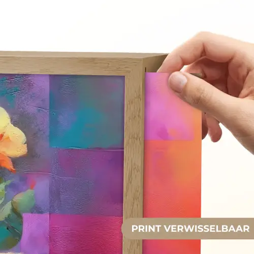 Geometrische kleurvlaken - Modern - Fantasiebloemen Light Box met batterij (Wandlamp) middel -USP_websiteprintNL