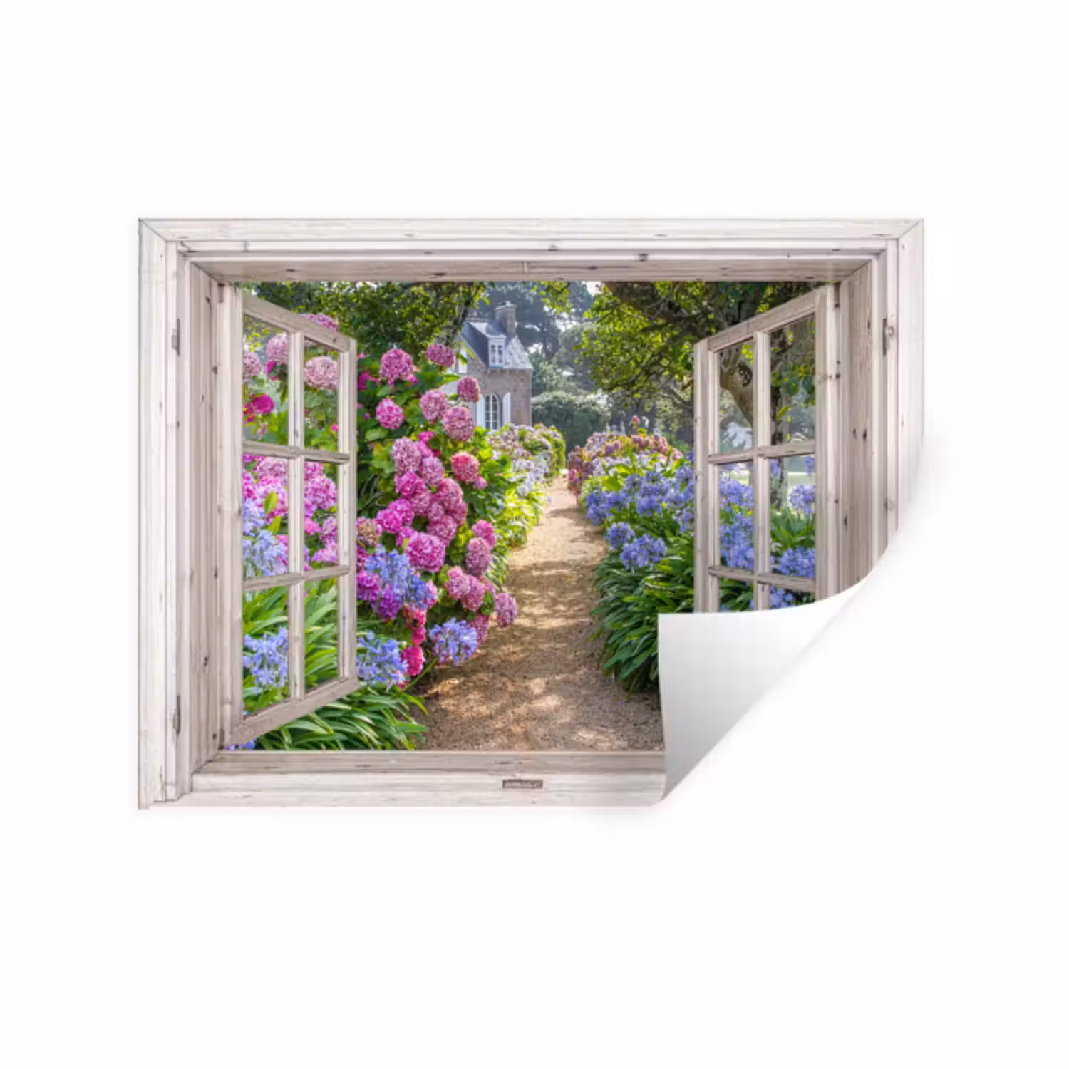 Wandtattoo – Hortensie - Ansicht - Blumen - Sommer - Lila - Weg