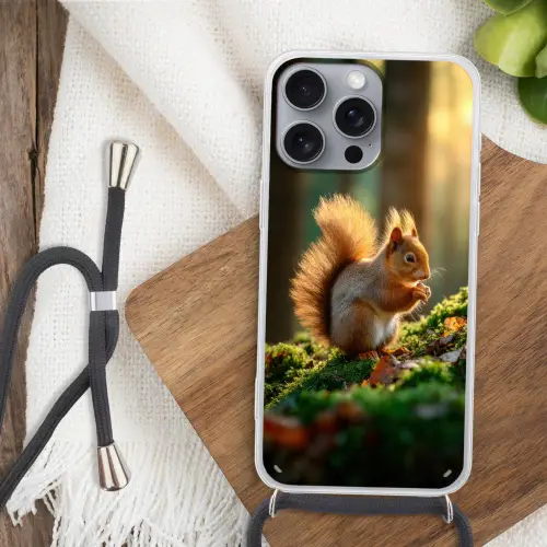 Eekhoorn - Nootje - Gras Hoesje iPhone 16 Pro Max met koord klein -sfeer4