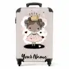 Prinses op gekleurde achtergrond met roze en zwarte hartjes NBS - Handbagage koffer - Kinderen Unisex middel -productfoto_recht