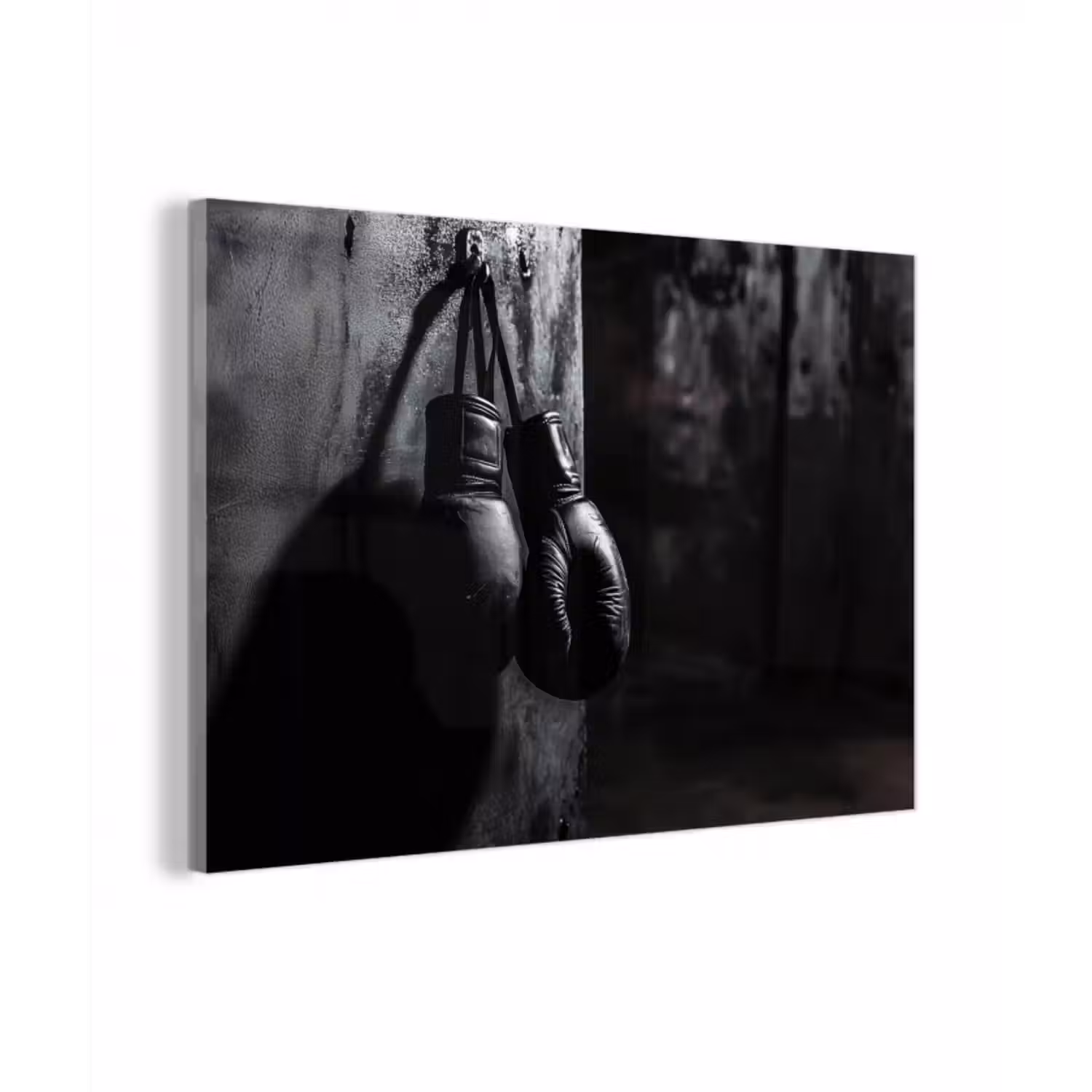 Glasbild - Boxhandschuhe - Wand - Dunkel - Schwarz