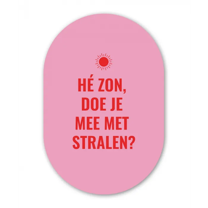 Roze - Zon - Quote Wandcirkel Ovaal Glas middel -3d