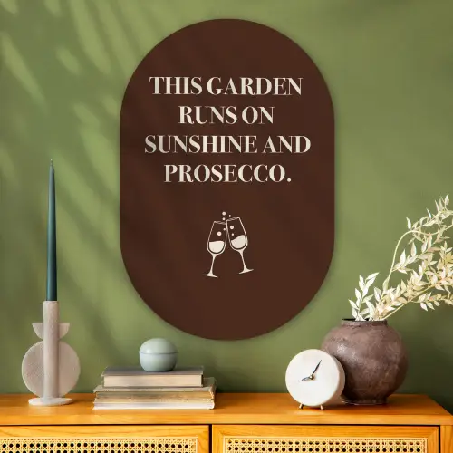 Bruin - Zomer - Quote - Drinken Wandcirkel Ovaal Glas middel -sfeer2