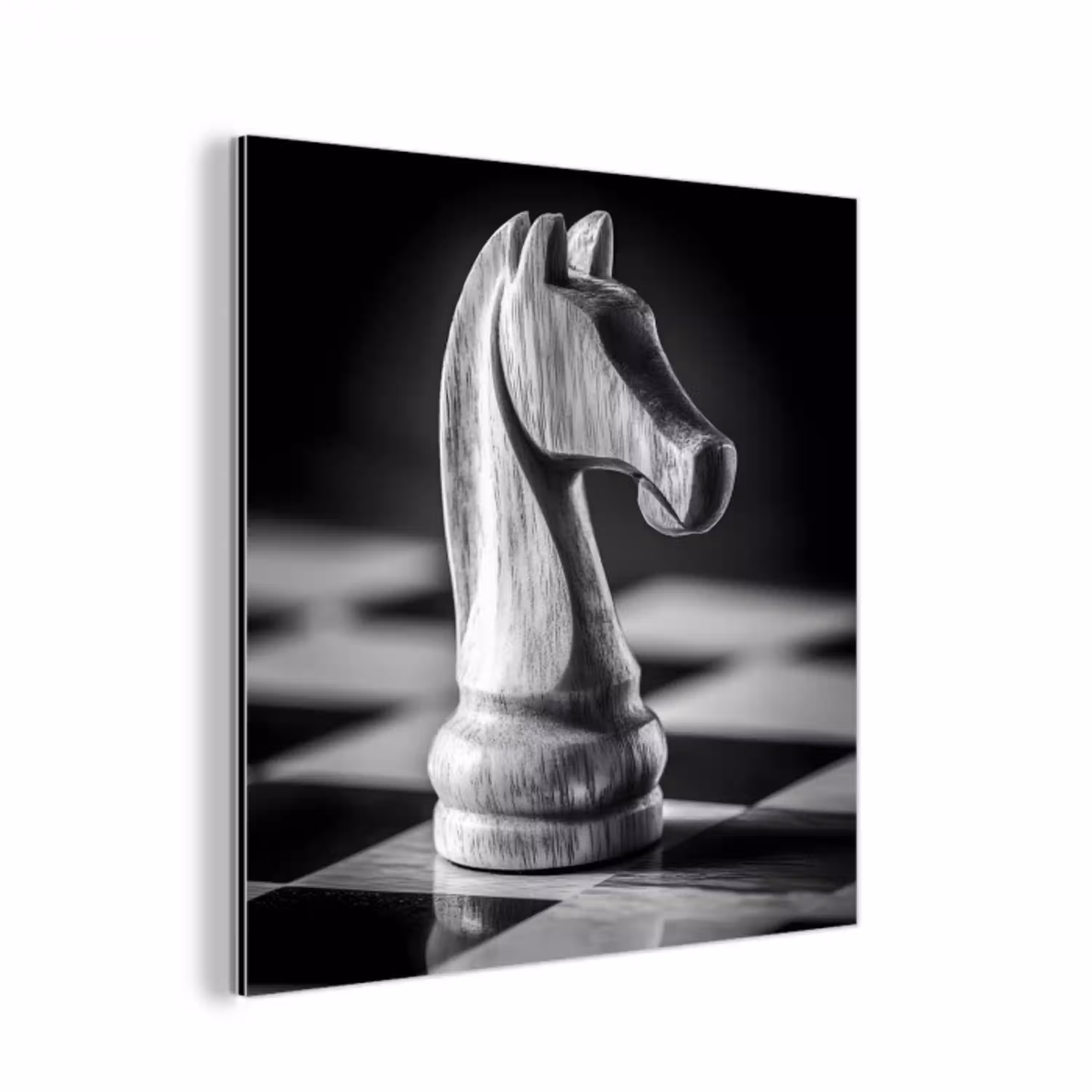 Paard - Hout - Schaalbord - Zwart aluminium wit klein -3d