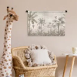 Jungle - Banenboom - Kolibrie - Beige Wandkleed katoen klein -wsfeer5_kind