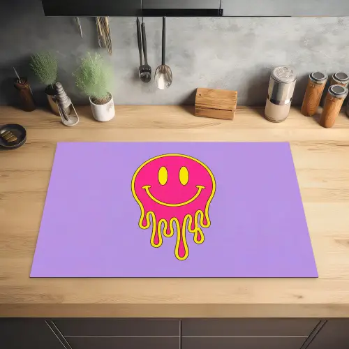 Smiley - Drip - Neon Inductie beschermer vinyl 3mm klein -sfeer5