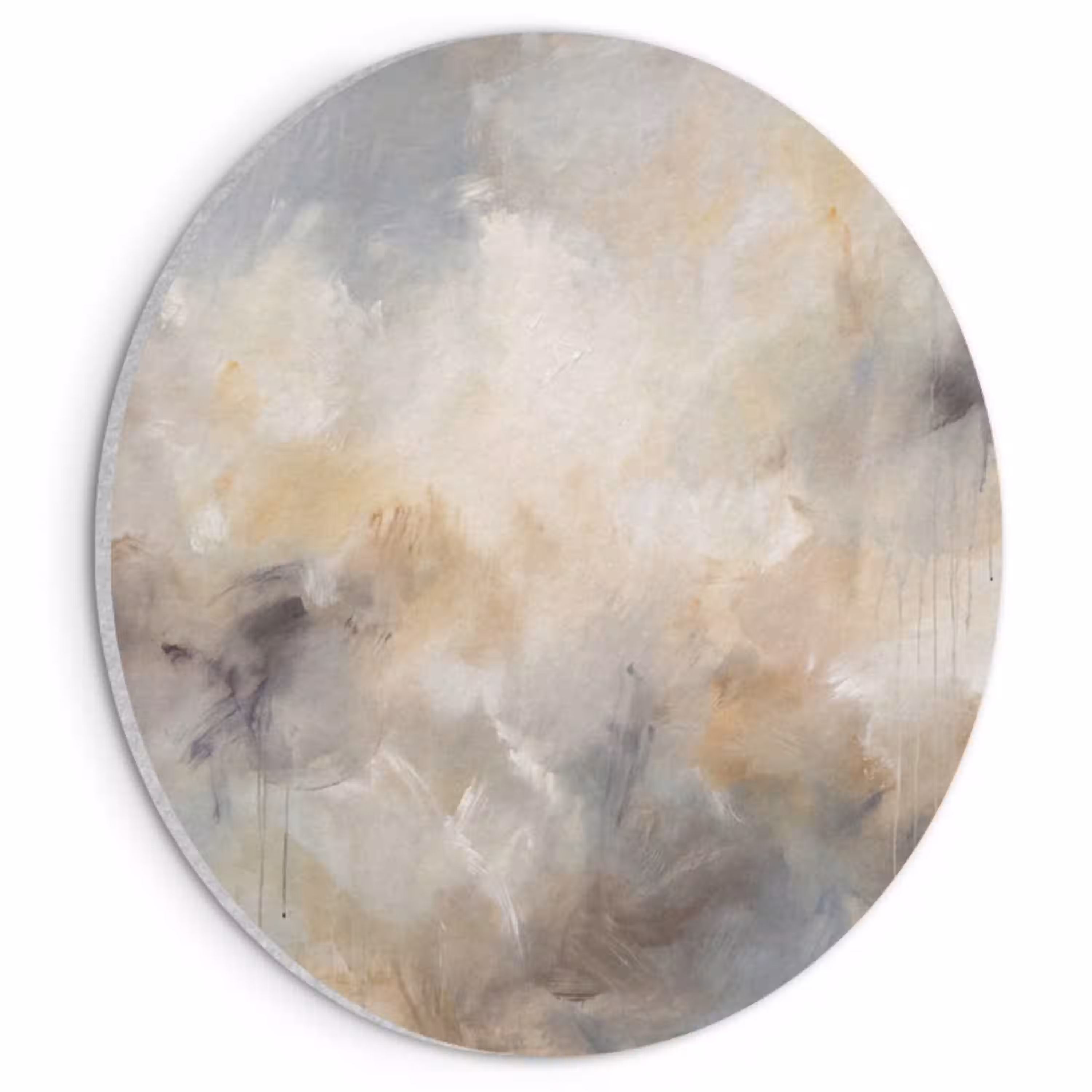 Abstract - Wolken - Sfeervol - Beige - Grijs Akoestische PET Vilt - Rond klein -3d