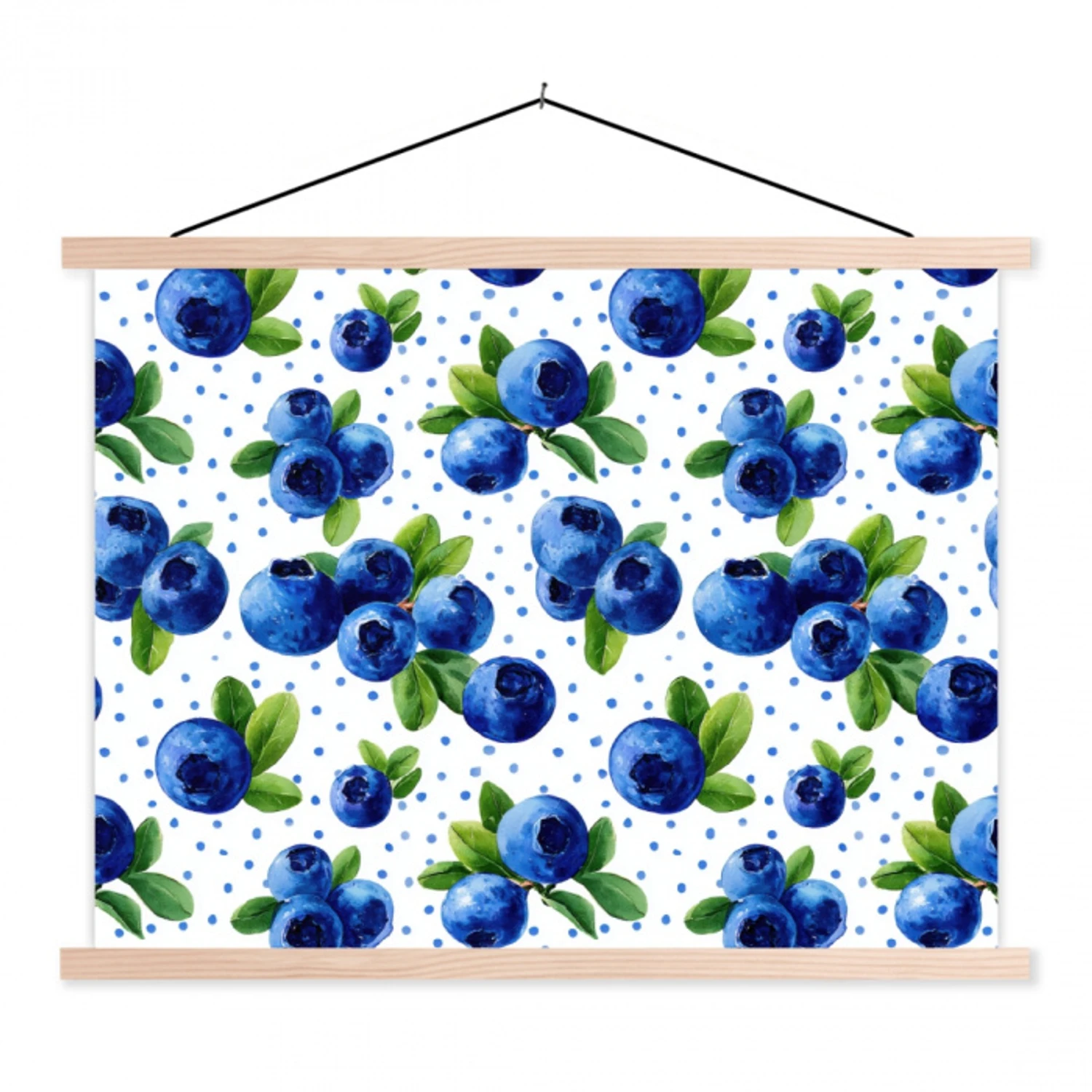 Bessen - Patroon - Blauw textielposter latten blank klein 122 -3d