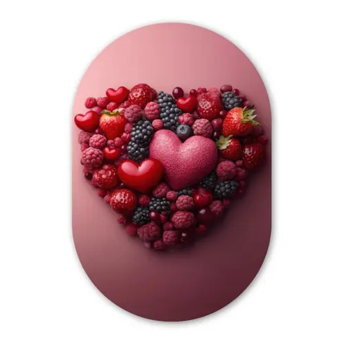 Fruit - Hartjes - Aardbeien - Frambozen - Bosbessen Wandcirkel Ovaal Forex klein -3d
