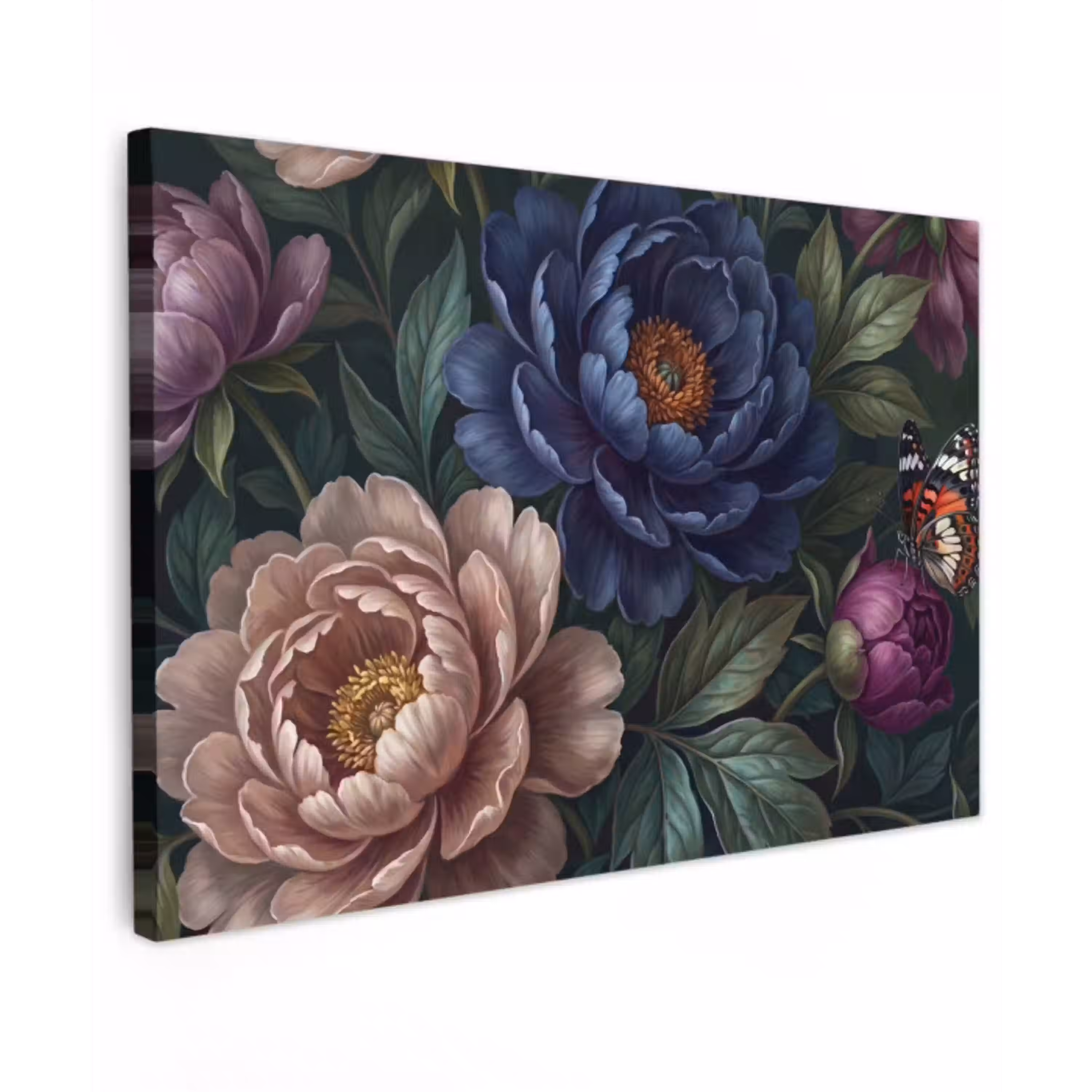Bloemen - Vlinder - Natuur - Modern - Paars canvas 2cm klein -z3d