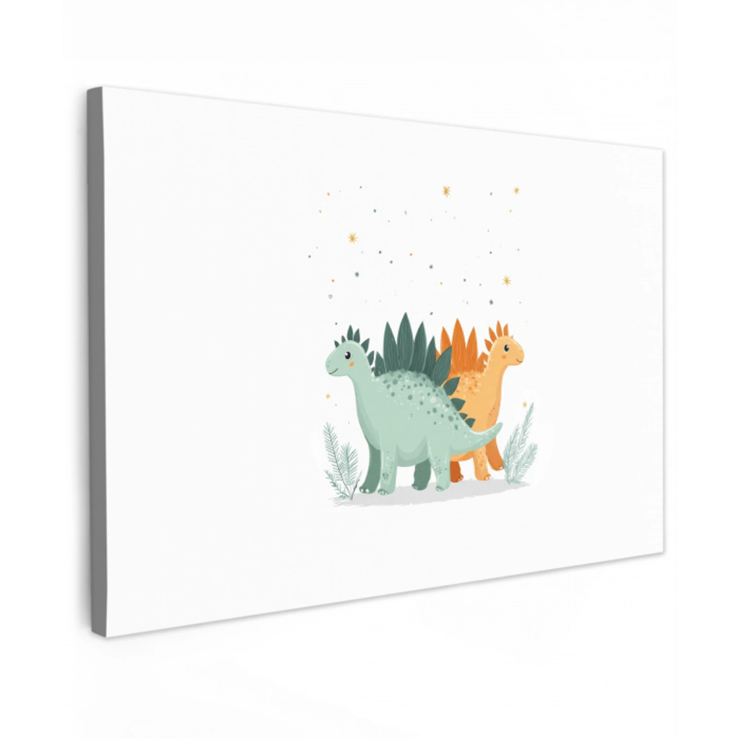 Planten - Sterren - Dinosaurussen - Oranje canvas 2cm klein -z3d