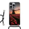 Molen - Zonsondergang - Tulpen - Rood Hoesje iPhone 16 Pro Max met koord klein -3d