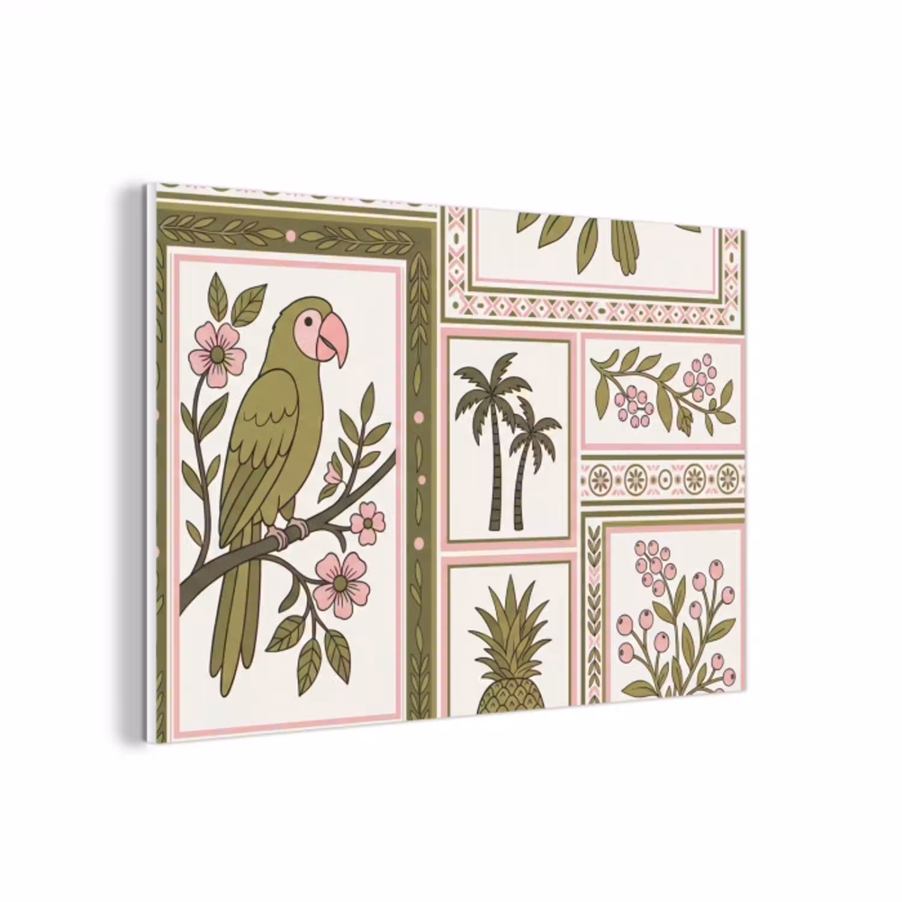 Vogel - Tropisch - Patroon - Decoratief - Groen forex 5mm xxl -3d