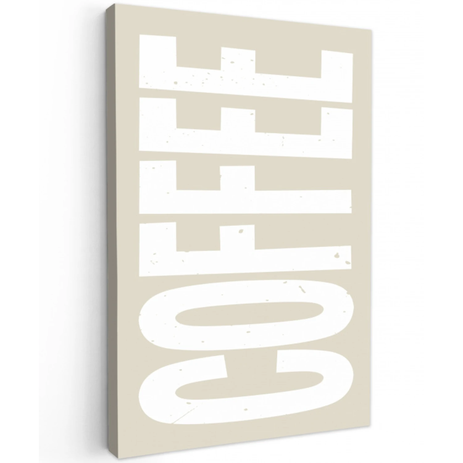 Wit - Koffie - Vintage - Decoratie Tuinposter op houten frame 2 cm dik klein -3d