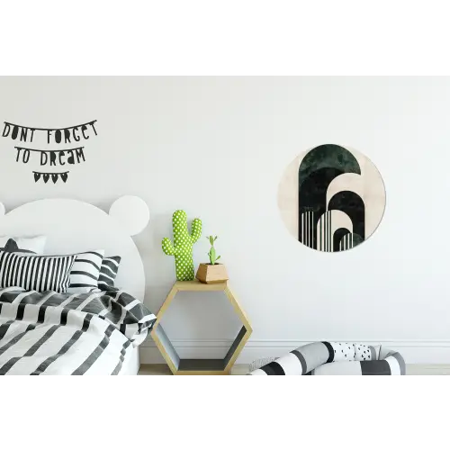 Bogen - Donkergroen - Lijnen Wandcirkel aluminium klein -kinderkamer