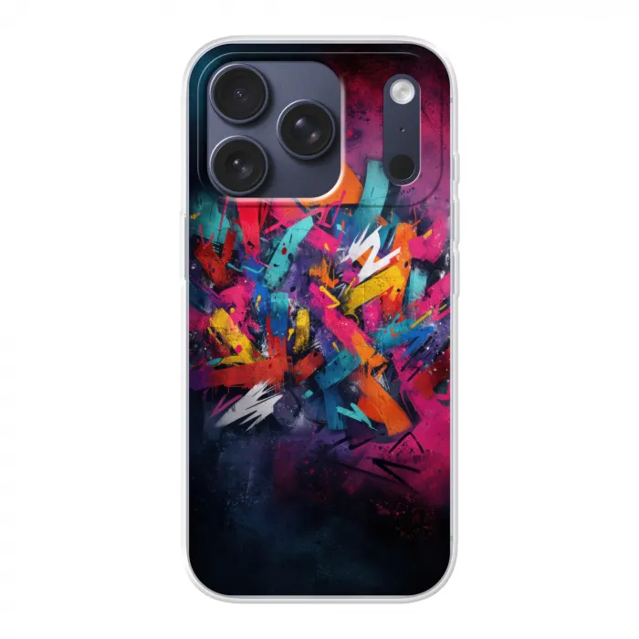 Abstract - Explosie - Neonkleuren Telefoonhoesje iPhone 17 Pro klein -3d