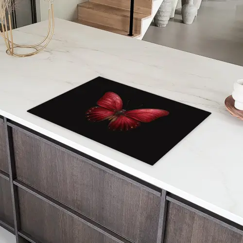 Vlinder - Rood - Minimalistisch Inductie beschermer vinyl 3mm klein -sfeer8