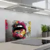Lippen - Graffiti - Expressief keuken achterwand spatscherm klein -3d_schuin