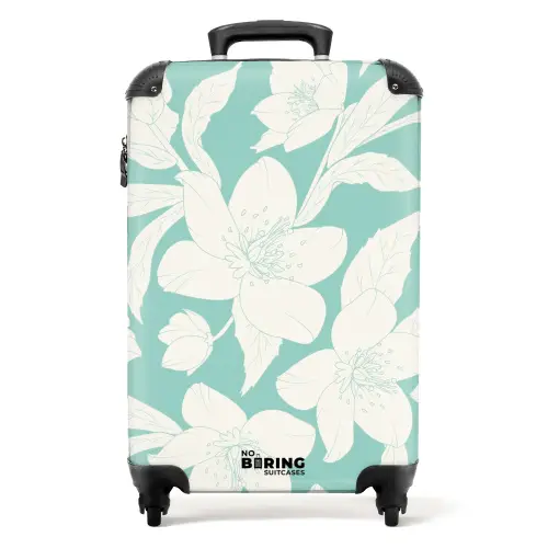 Vintage bloemen - Lichtblauw NBS - Handbagage koffer - Kinderen Unisex middel -productfoto_recht