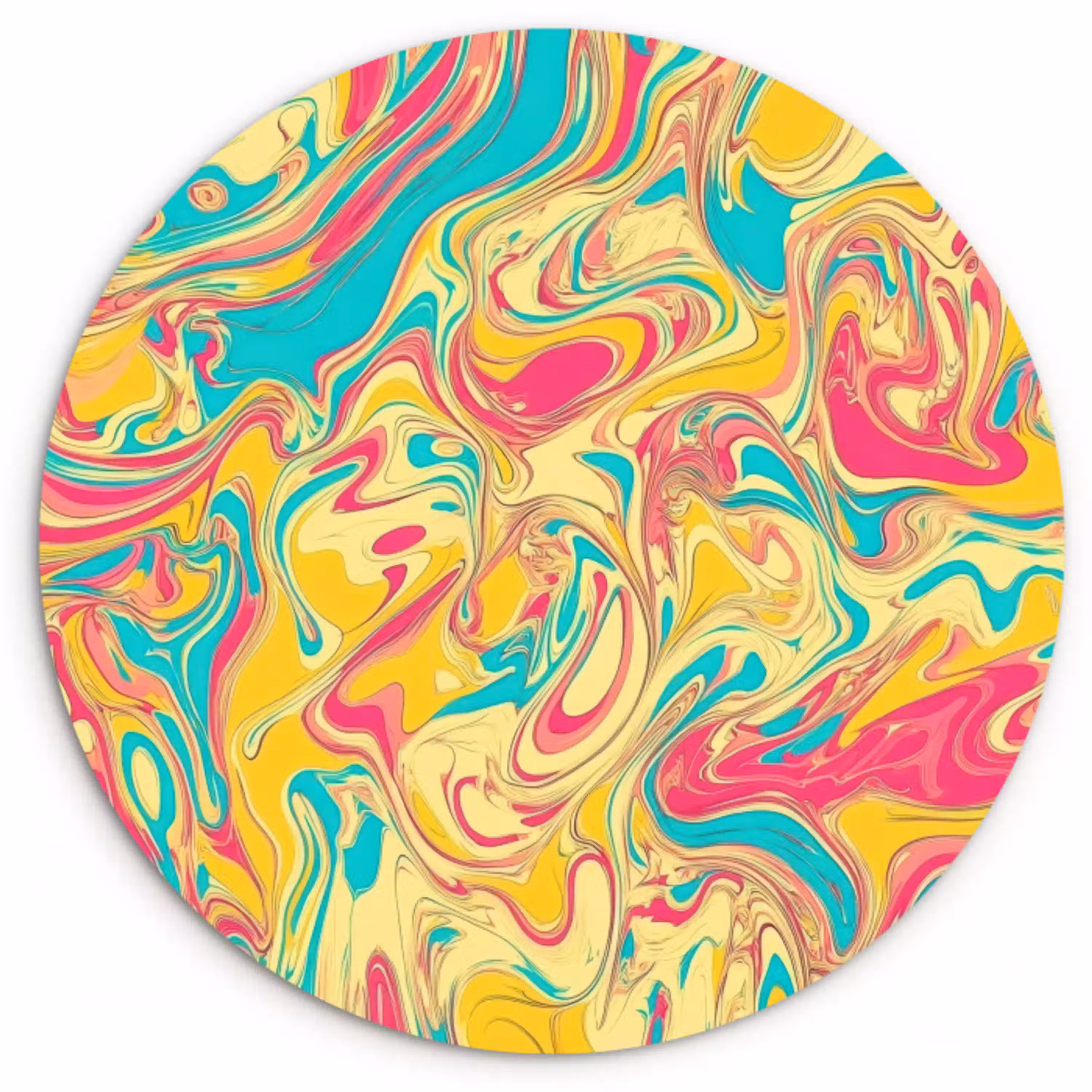 Geel - Roze - Blauw - Retro Wandcirkel plexiglas klein -3d