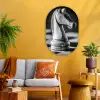 Paard - Hout - Schaalbord - Zwart Wandcirkel Ovaal Glas middel -sfeer4
