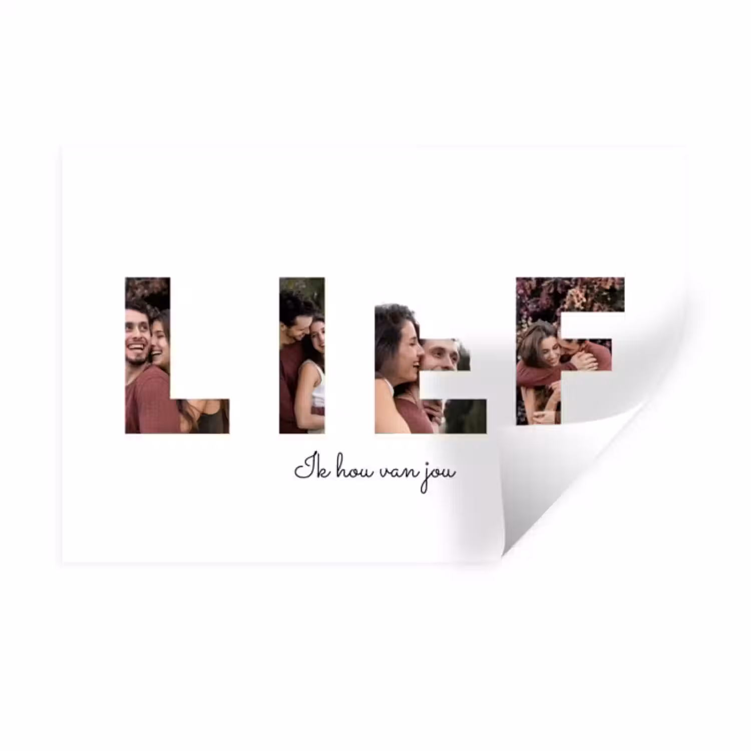 Gepersonaliseerde muursticker - Lief - Lettercollage