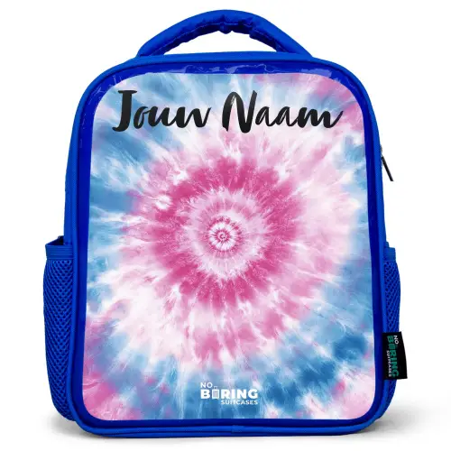 Tie dye - Abstract - Blauw - Roze Kinderrugzak - Blauw middel -3d