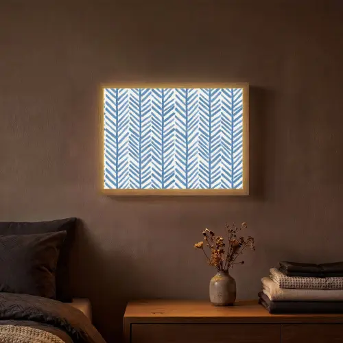 Patroon - Streep - Blauw Light Box met batterij (Wandlamp) middel 907 -sfeer4