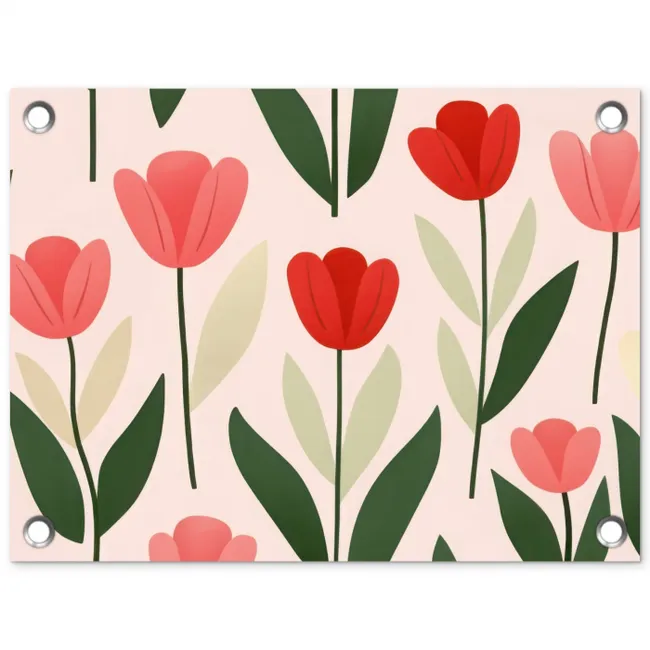 Tulpen - Modern - Roze tuinposter los doek klein -3d