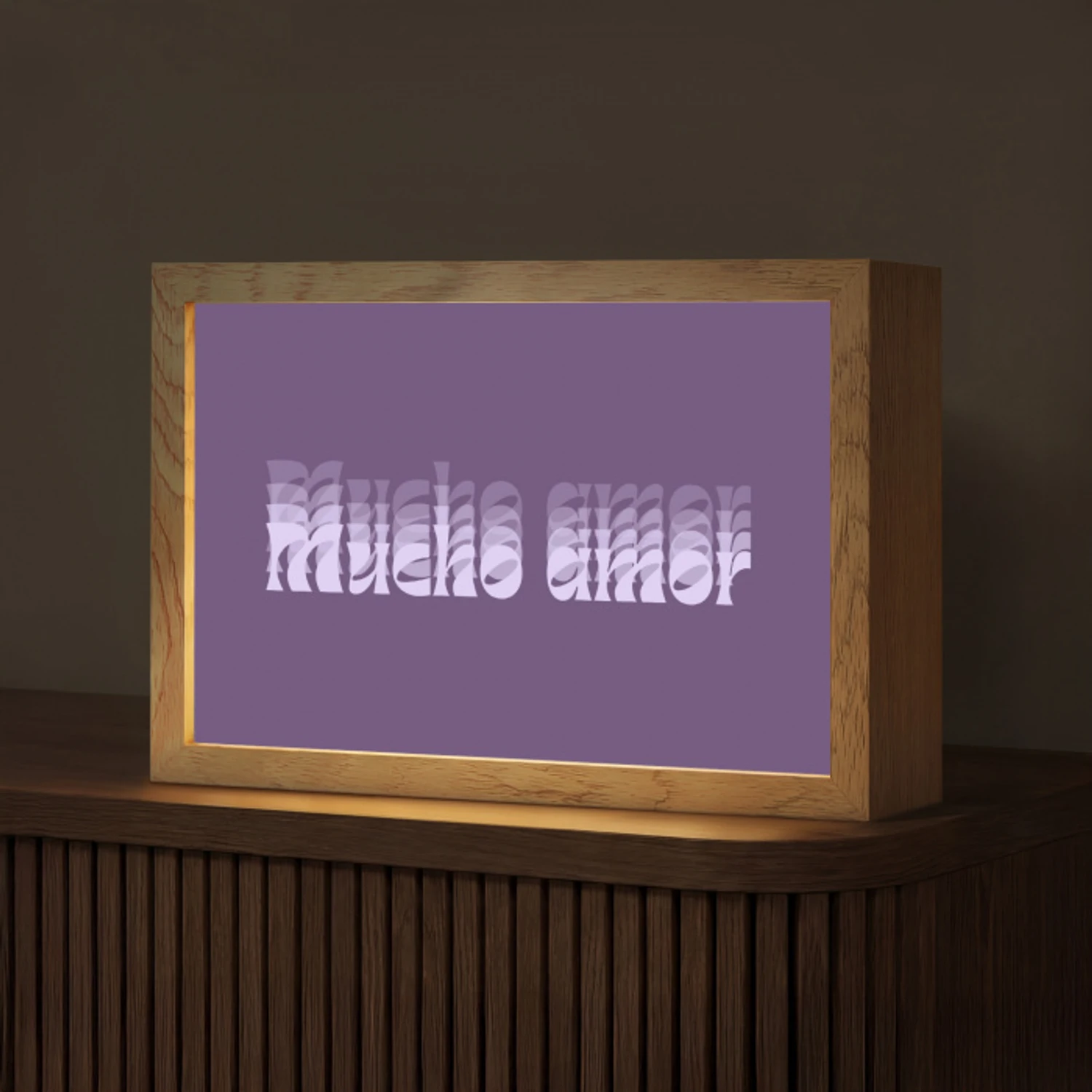 Mucho amor - Paars - Grafisch Light Box met kabel (Tafellamp) klein -z3d_website