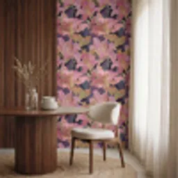 Lelies - Patroon - Roze - Goud Behang Vinyl klein 1060 -sfeer1