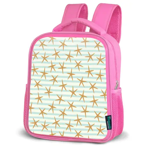 Zee - Ster - Strepen - Blauw Kinderrugzak - Roze middel 863 -schuin