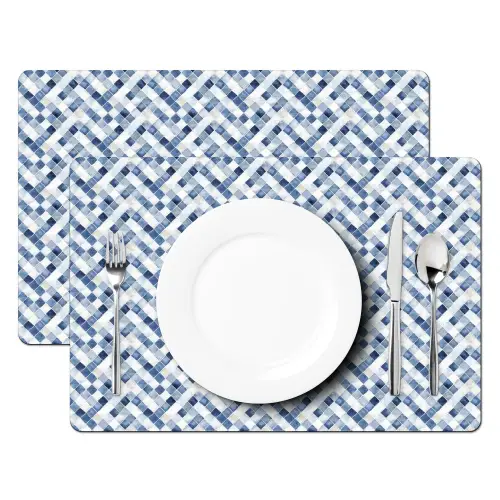 Diamant - Patroon - Blauw - Wit Placemat vinyl groot 368 -zzsfeer2_Kitchenyeah-website