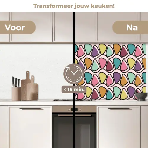 Patroon - Ovaal - Pastel keuken achterwand 2 middel 871 -voor-na2_NL