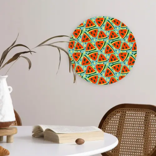 Watermeloen - Zomers - Fruit Wandcirkel plexiglas klein 852 -sfeer4