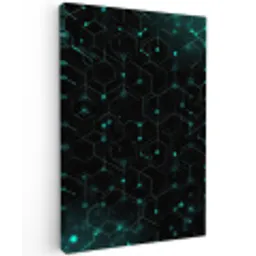 Gaming - Netwerk - Blauw - Punten - Patroon Tuinposter op houten frame 2 cm dik middel -3d