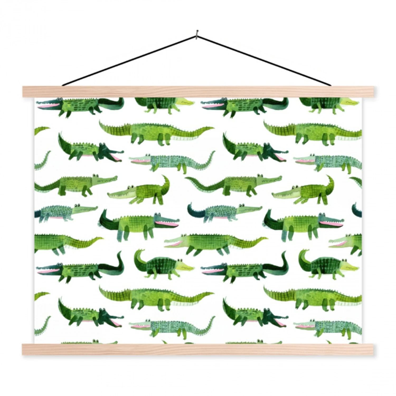 krokodillen - Speels - Groen textielposter latten blank klein 122 -3d
