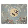 Kraanvogels - Maan - Bloemen - Blauw muismat rubber klein -3d