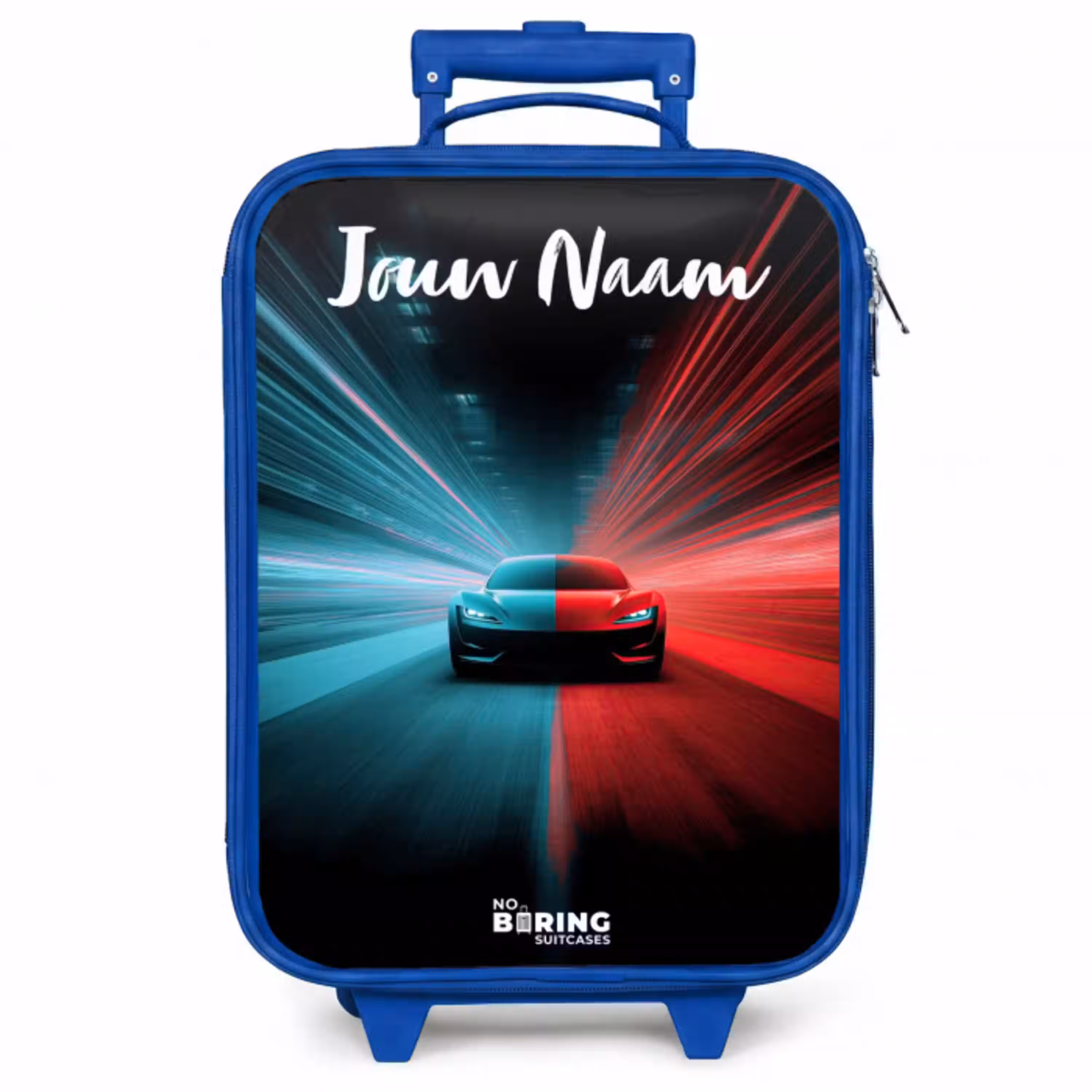 Sportauto - Blauw - Neon - Stad Kinderkoffer - Blauw klein -zzz_website3d