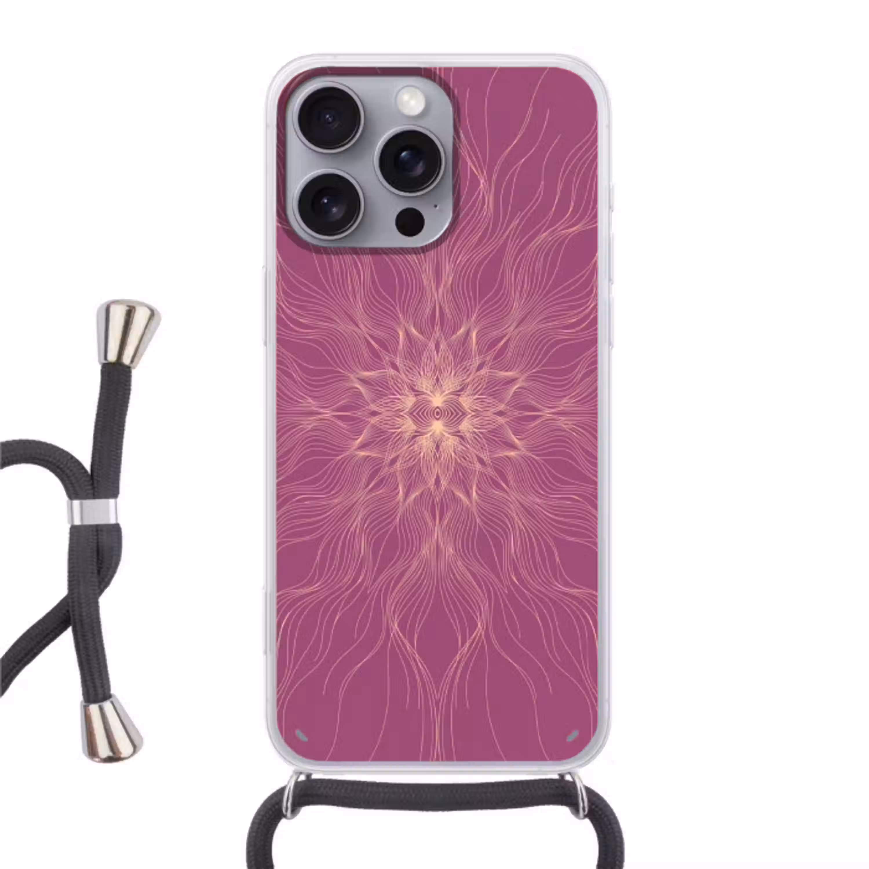 Lijnen - Patroon - Abstract Hoesje iPhone 16 Pro Max met koord klein -3d