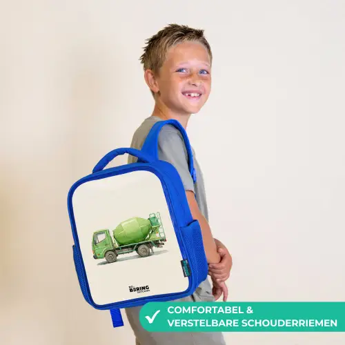 Betonmixer - Getekend - Groen Kinderrugzak - Blauw middel -sfeer3_NL