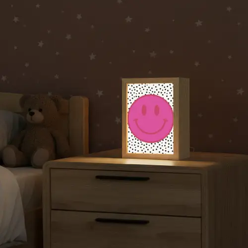 Smiley - Roze - Stippen Light Box met kabel (Kinderlampje) klein -sfeer1_kind