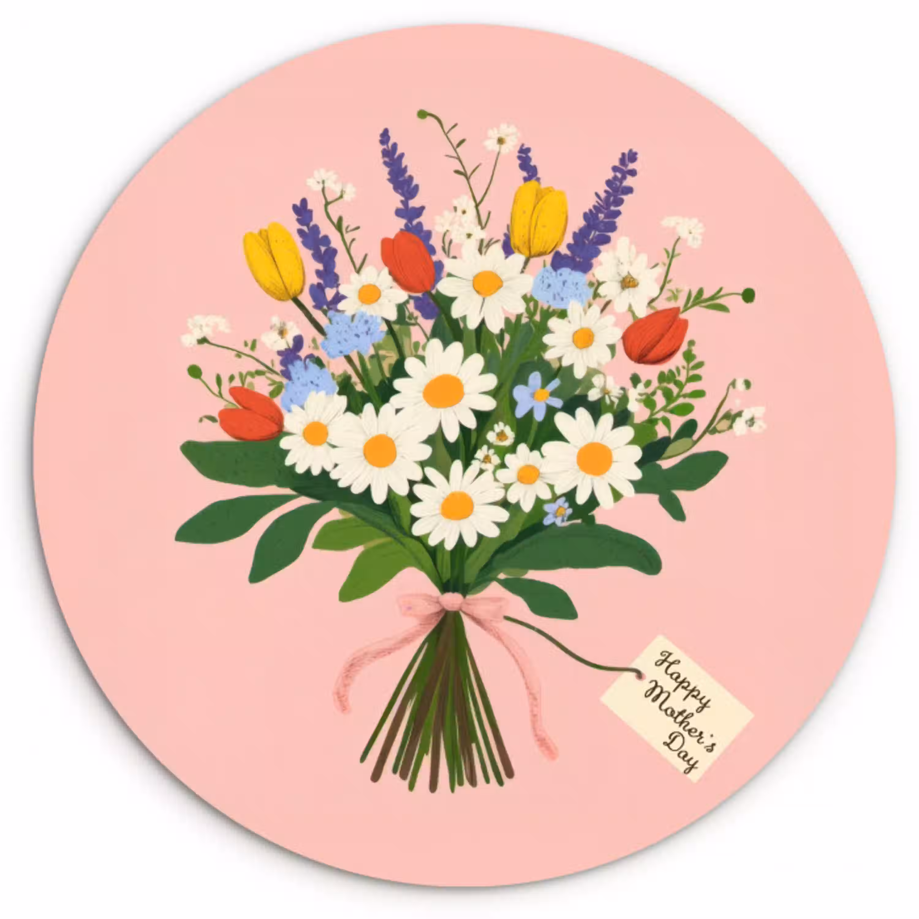 Bloemen - Lint - Kaartje Wandcirkel plexiglas klein -3d