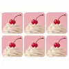 Kers - Slagroom - Roze onderzetter kurk middel -3d