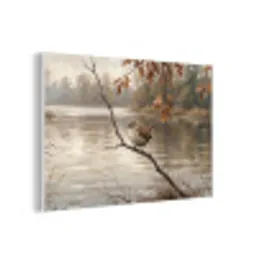Winterkoninkje - Tak - Rivier - Natuur - Sfeervol forex 5mm xxl -3d