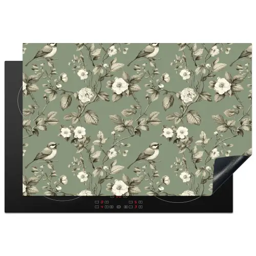 Botanisch - Vogels - Groen Inductie beschermer vinyl 3mm klein 276 -3d