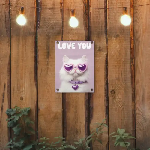 Kat - Love - Paars - Valentijn tuinposter los doek klein -sfeer1